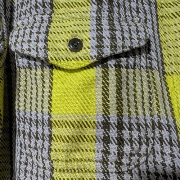 Outerknown | Women's Blanket Shirt In Electric Lime Jones Plaid - Picture 10 of 16